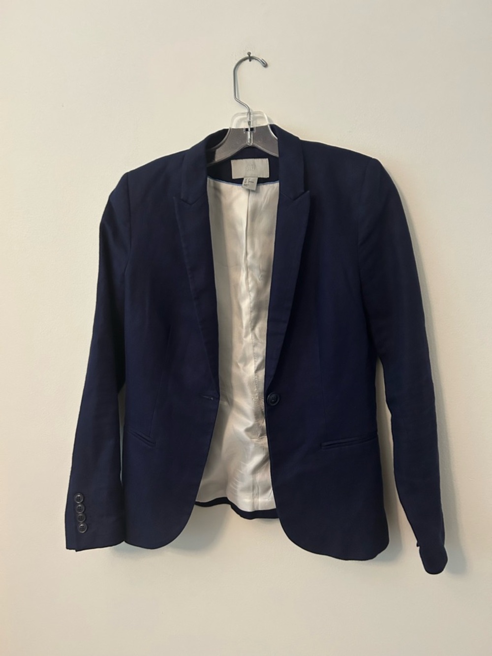 H&M Navy Single-Button Tailored Blazer